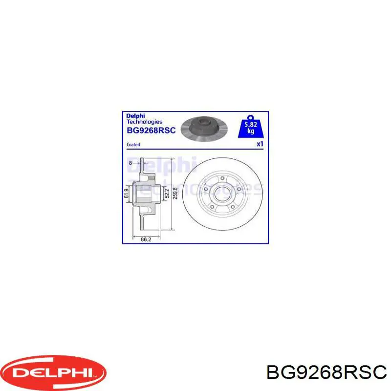 Задний тормозной диск Delphi BG9268RSC цена, от 105.72 USD
