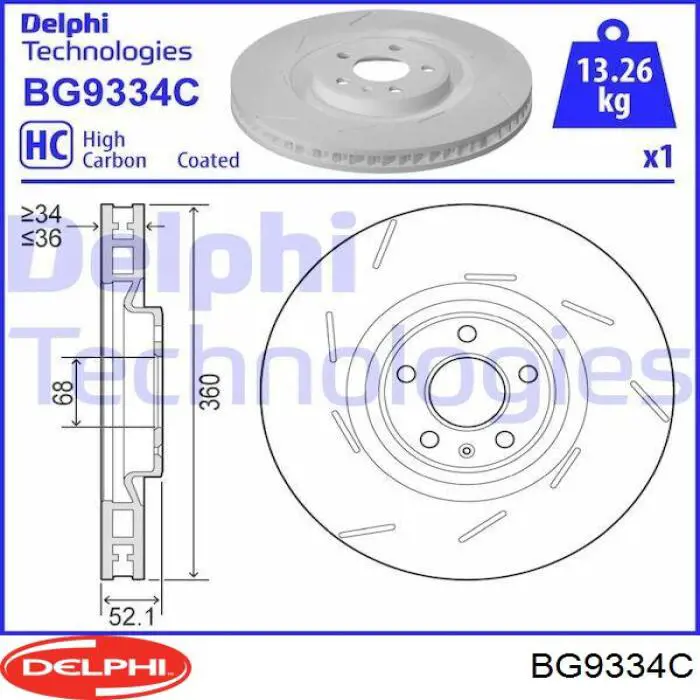 BG9334C Delphi disco do freio dianteiro