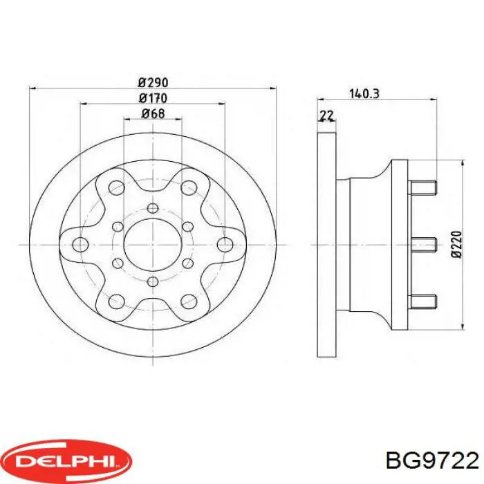 BG9722 Delphi диск тормозной передний