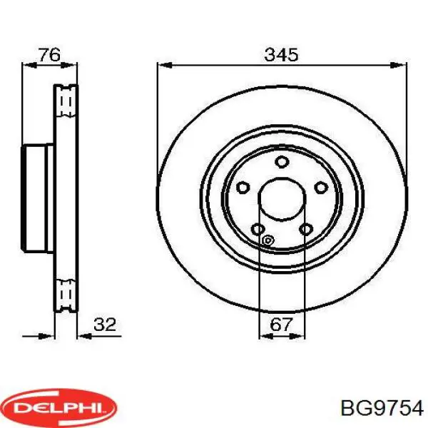 Передние тормозные диски BG9754 Delphi