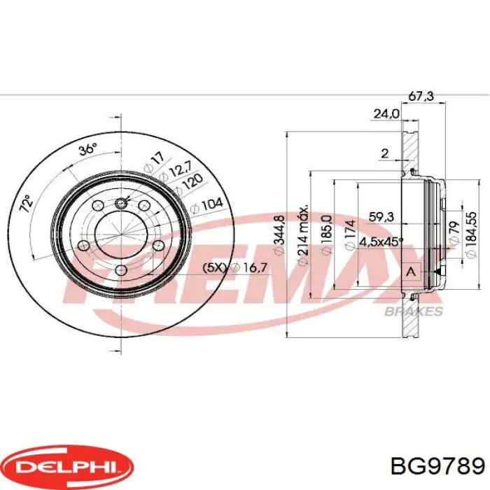 Тормозные диски BG9789 Delphi