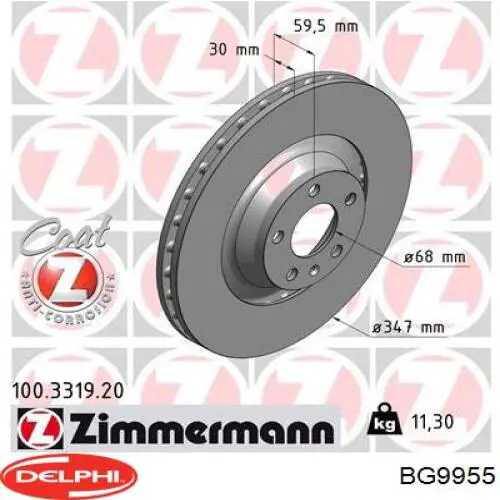 Тормоз дисковый передний Delphi BG9955 цена, от 64.84 USD