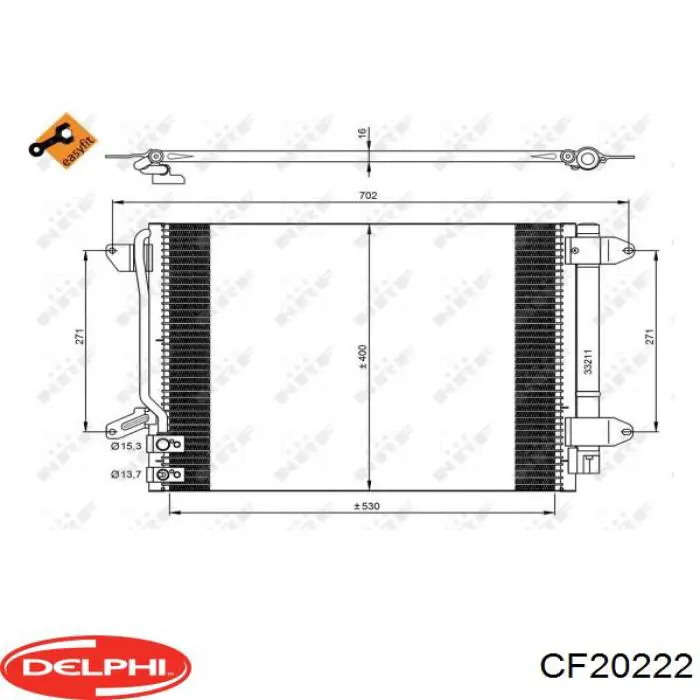 Купить CF20222 Delphi Радиатор системы охлаждения кондиционера