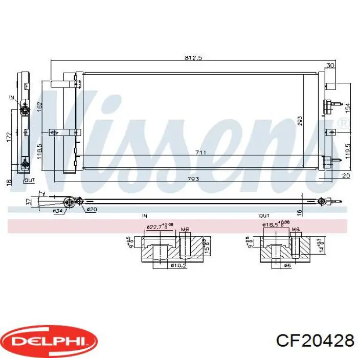 CF20428 Delphi radiador de aparelho de ar condicionado