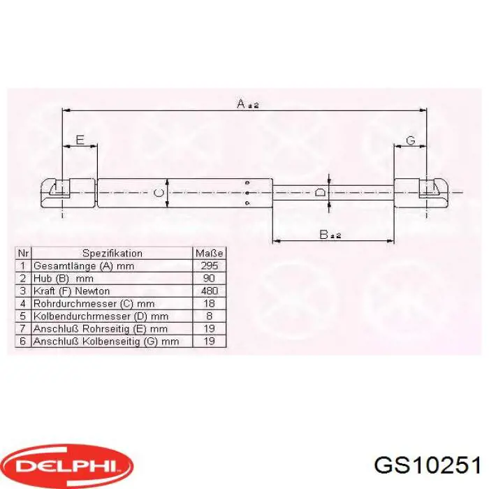 GS10251 Delphi Амортизатор крышки багажника