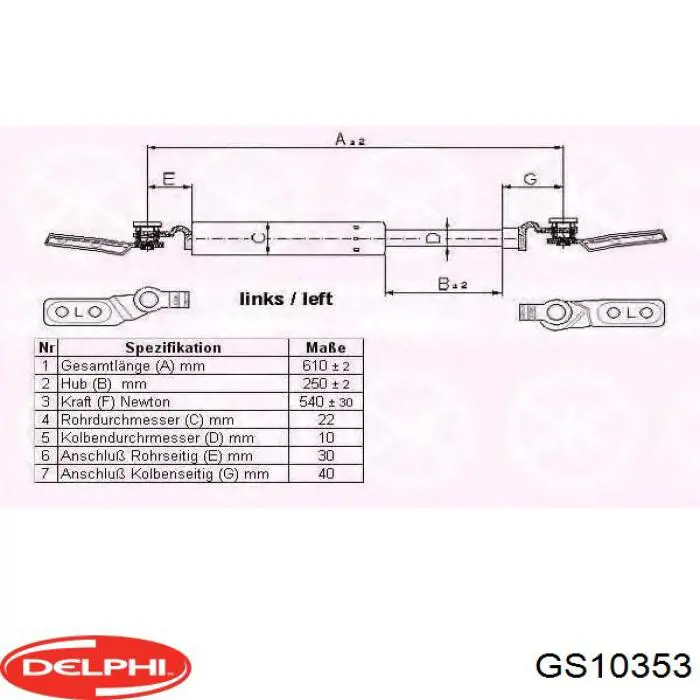 Купить GS10353 Delphi Амортизатор двери багажника