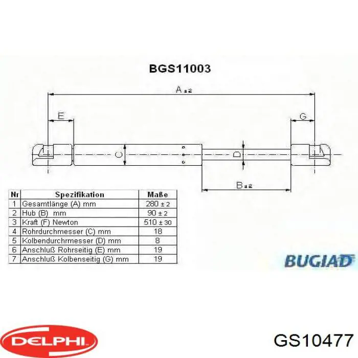 GS10477 Delphi Амортизатор крышки багажника