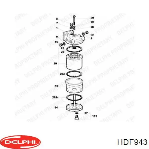Купить HDF943 Delphi Фильтр-отстойник топлива грубой очистки