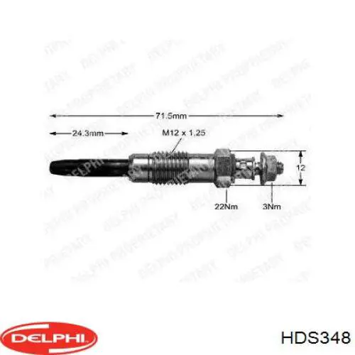 Bujía de incandescencia HDS348 Delphi