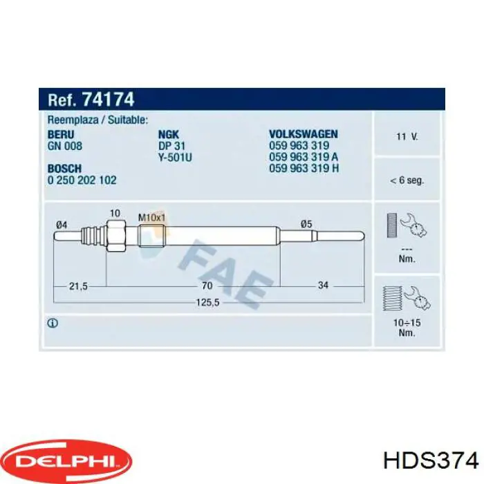 HDS374 Delphi Свечи накаливания