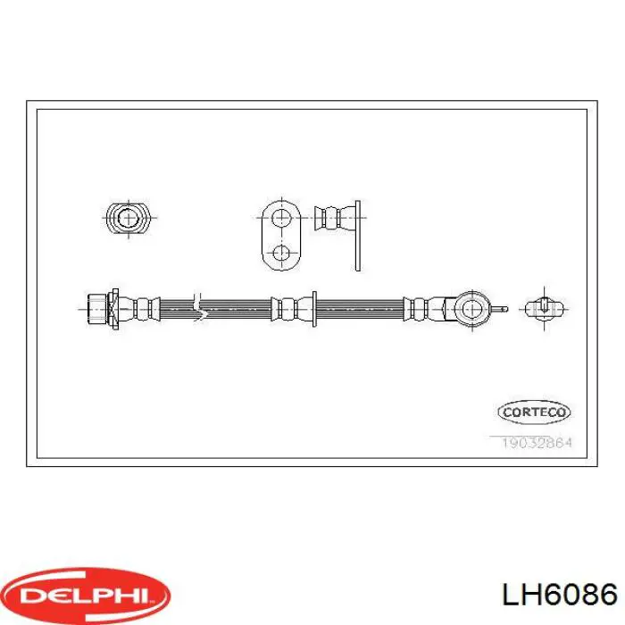 Шланг тормозной передний правый LH6086 Delphi