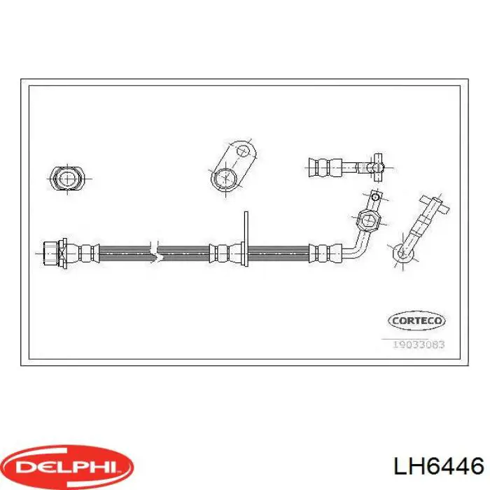 Tubo flexible de frenos delantero derecho LH6446 Delphi