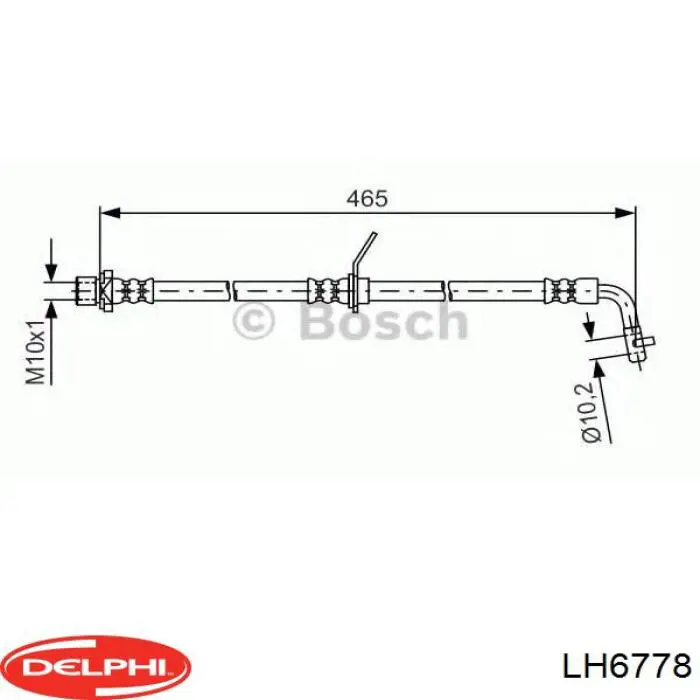 Шланг гальмівний задній, лівий LH6778 Delphi