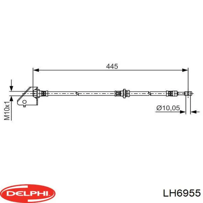 Шланг тормозной передний левый LH6955 Delphi