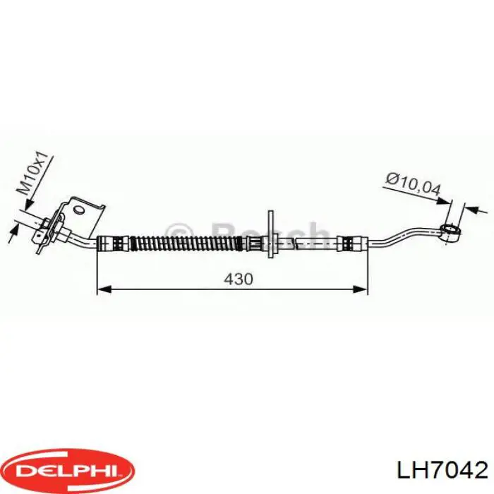 Шланг тормозной передний правый LH7042 Delphi