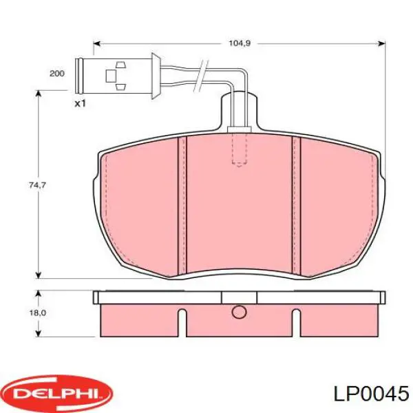 Колодки гальмівні передні, дискові LP0045 Delphi