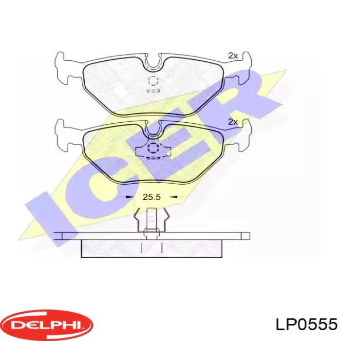 Задние тормозные колодки LP0555 Delphi