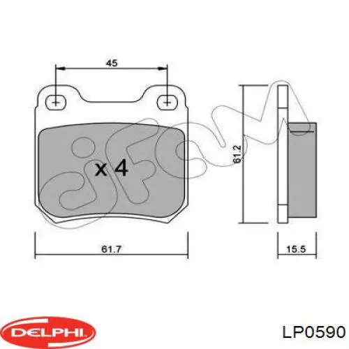Задние дисковые колодки Delphi LP0590