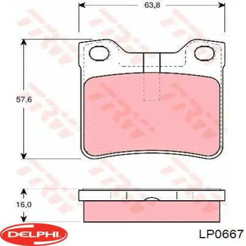 Задние тормозные колодки LP0667 Delphi