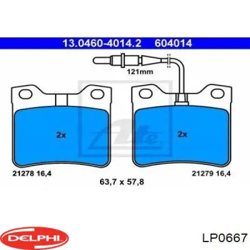 Задние дисковые колодки Delphi LP0667