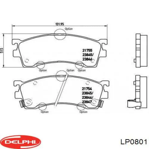 Купить LP0801 Delphi Колодки тормозные