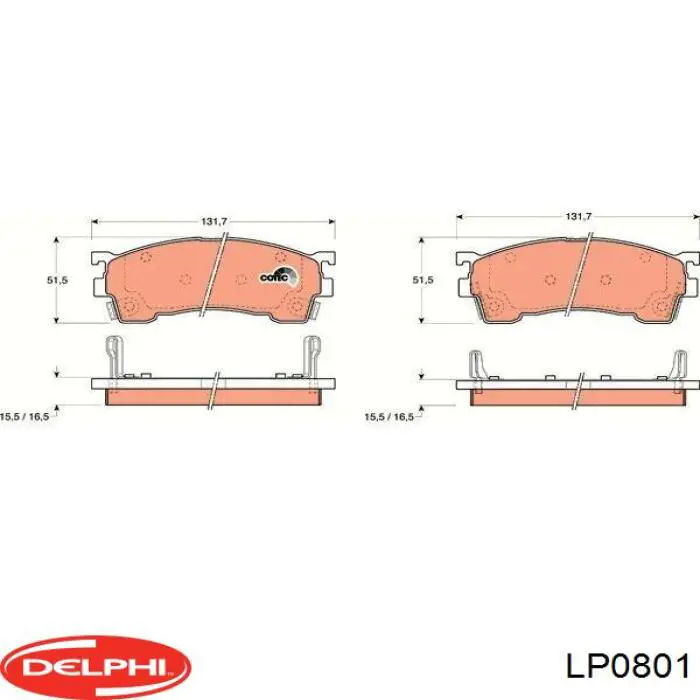 Передние тормозные колодки LP0801 Delphi