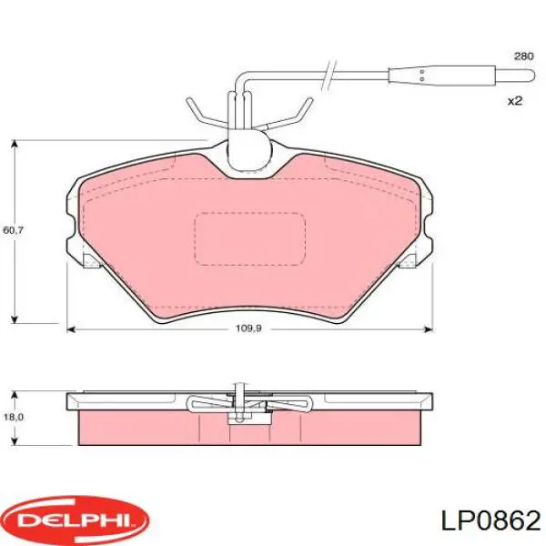 Передние тормозные колодки LP0862 Delphi