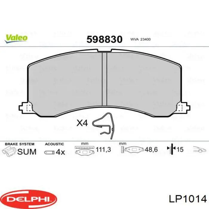 Pastillas de freno delanteras LP1014 Delphi