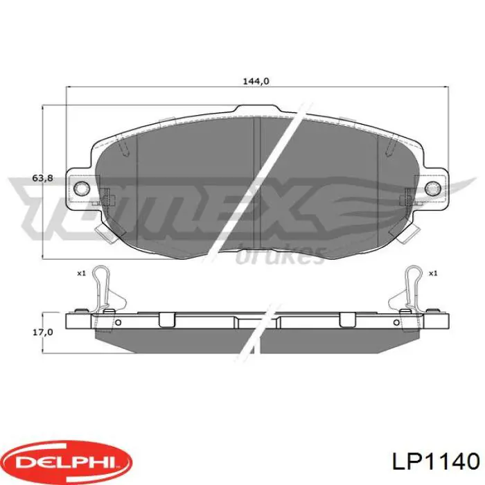 Колодки дисковые  Delphi LP1140 цена, от 33.92 USD