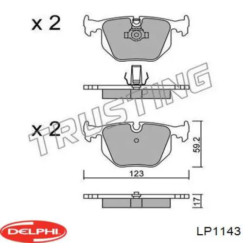 Задние тормозные колодки LP1143 Delphi