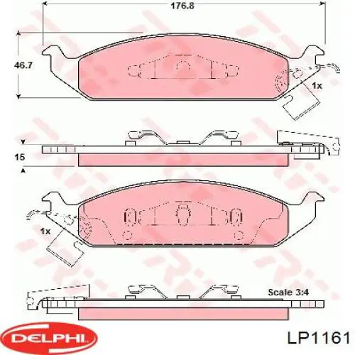 Передние тормозные колодки LP1161 Delphi