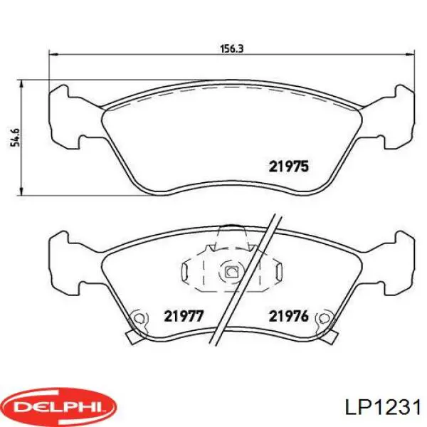 Передние тормозные колодки LP1231 Delphi