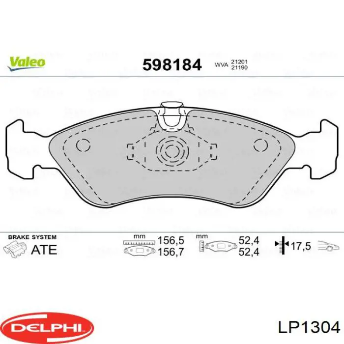 Колодки гальмівні передні, дискові LP1304 Delphi