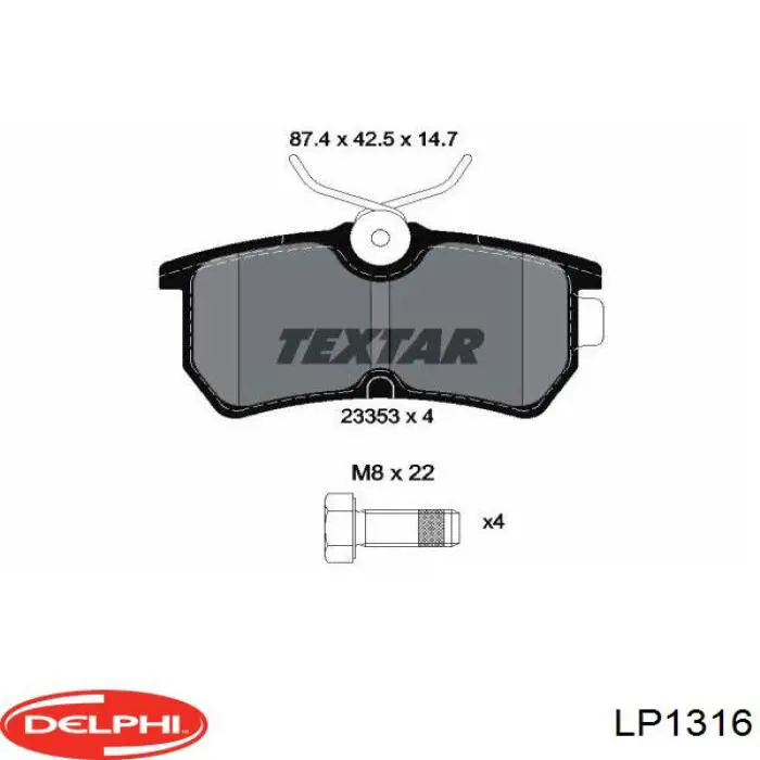 Купить LP1316 Delphi Колодки тормозные задние, дисковые