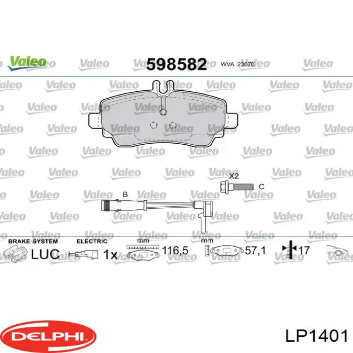 LP1401 Delphi Колодки передние