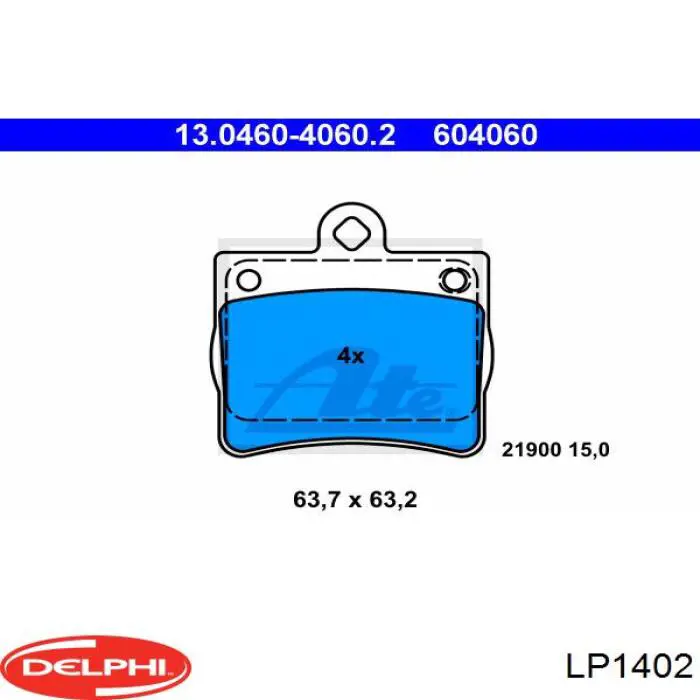 Задние тормозные колодки LP1402 Delphi