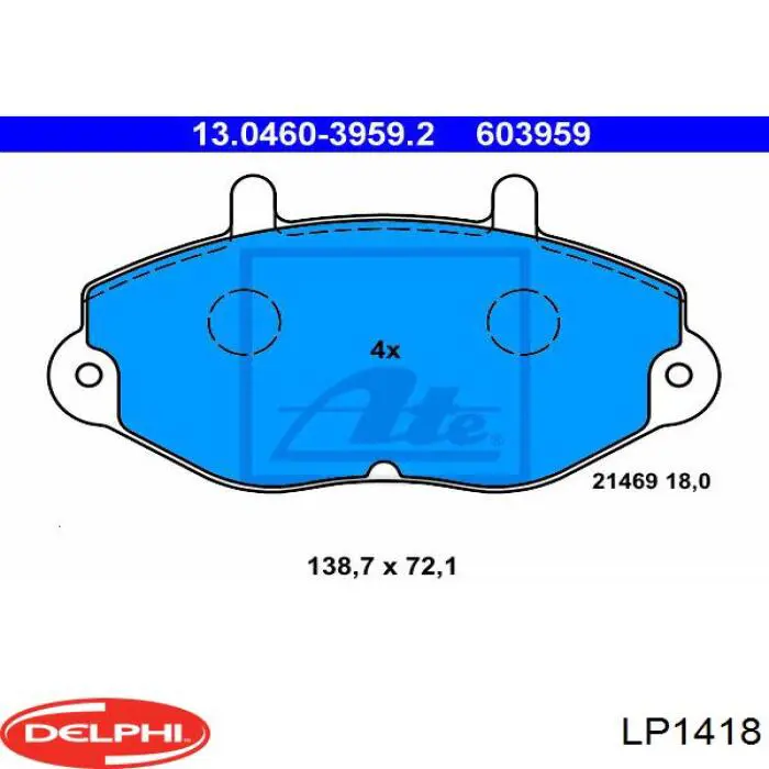 LP1418 Delphi колодки тормозные передние дисковые
