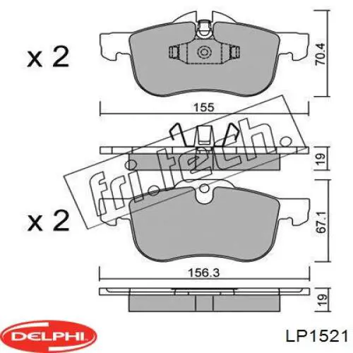 Передние тормозные колодки LP1521 Delphi