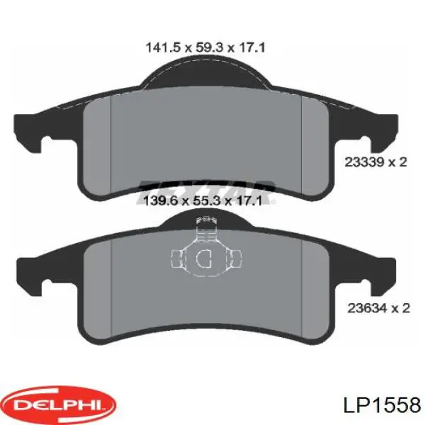 Задние тормозные колодки LP1558 Delphi