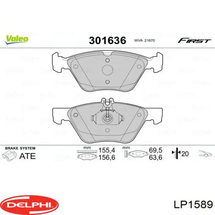 Купить LP1589 Delphi Колодки тормозные