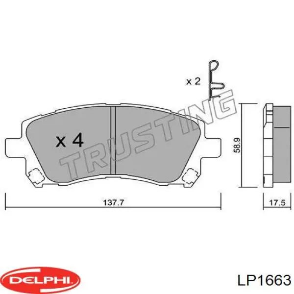 Передние тормозные колодки LP1663 Delphi