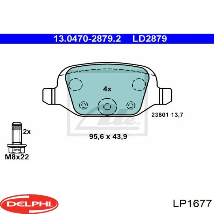 LP1677 Delphi задние тормозные колодки