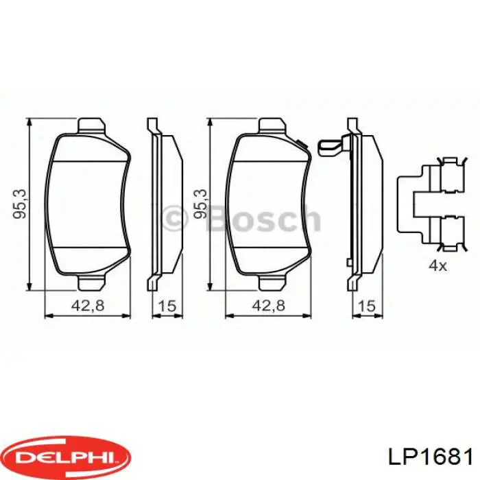 Задние тормозные колодки LP1681 Delphi