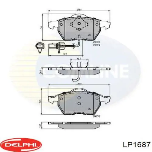 Колодки гальмівні передні, дискові LP1687 Delphi