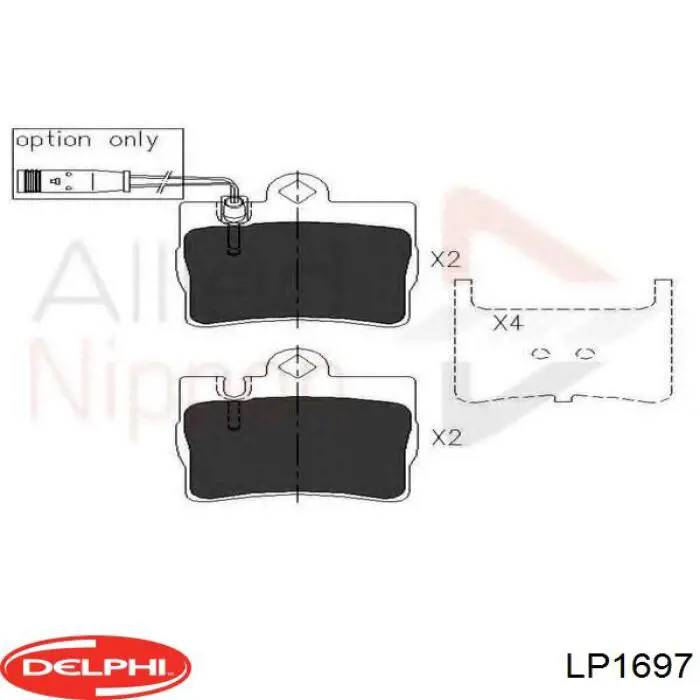 Колодки дисковые  Delphi LP1697 цена, от 24.26 USD