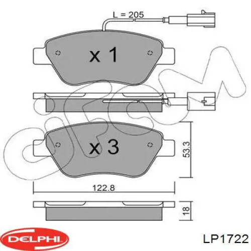 Колодки гальмівні передні, дискові LP1722 Delphi