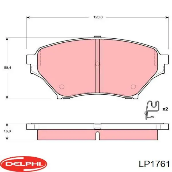 Передние тормозные колодки LP1761 Delphi