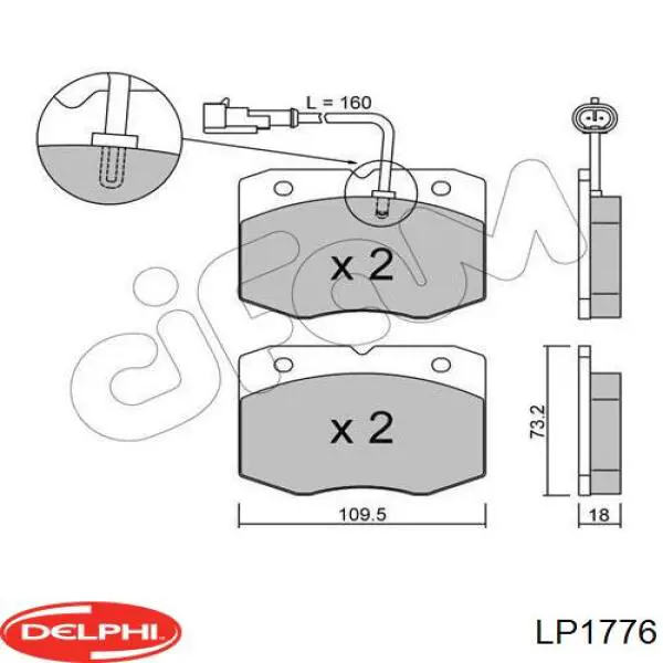 Передние тормозные колодки LP1776 Delphi