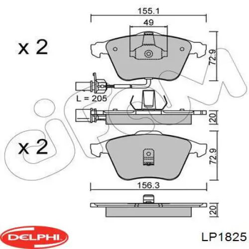 LP1825 Delphi передние тормозные колодки