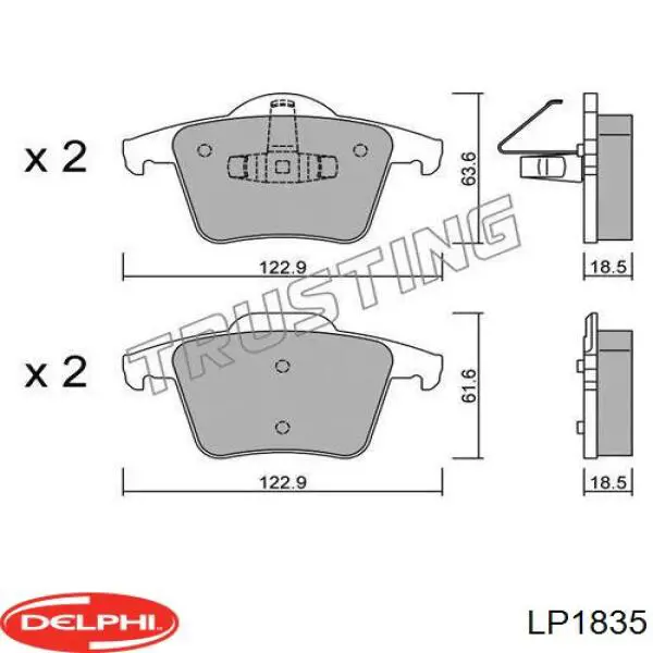 Колодки дисковые  Delphi LP1835 цена, от 24.39 USD
